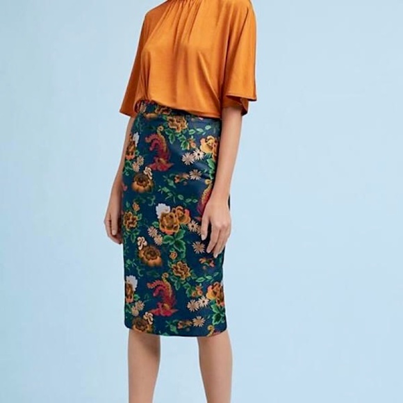 ANTHROPOLOGIE ISLA MAUDE Floral Pencil Skirt - L - Picture 3 of 11